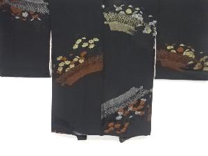 大正ロマン　柴垣に花模様織り出し漆一つ紋羽織